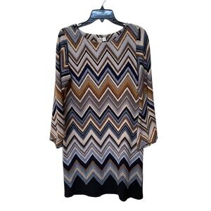 Emma & Michele Women's Chevron Midi Dress Multicolor Size M Casual I014
